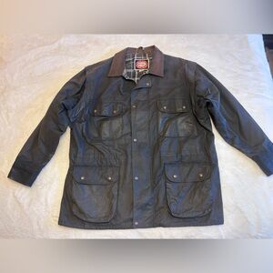 Outback Trading Company Men's Leather Jacket Plaid Lining Removable Sleeves XXL